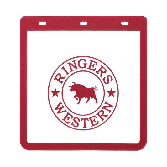 RINGERS WESTERN MUD FLAPS WHITE & BURGUNDY - SQUARE
