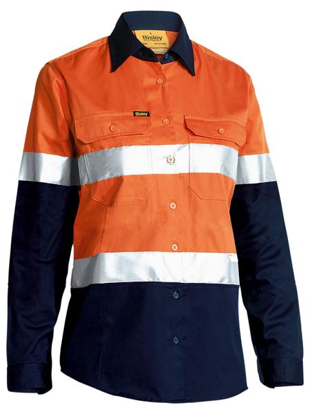 BISLEY LADIES TAPED HI VIS COOL LIGHTWEIGHT DRILL SHIRT