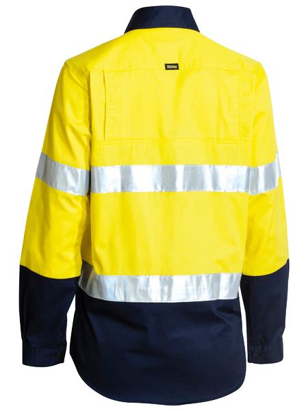 BISLEY LADIES TAPED HI VIS COOL LIGHTWEIGHT DRILL SHIRT