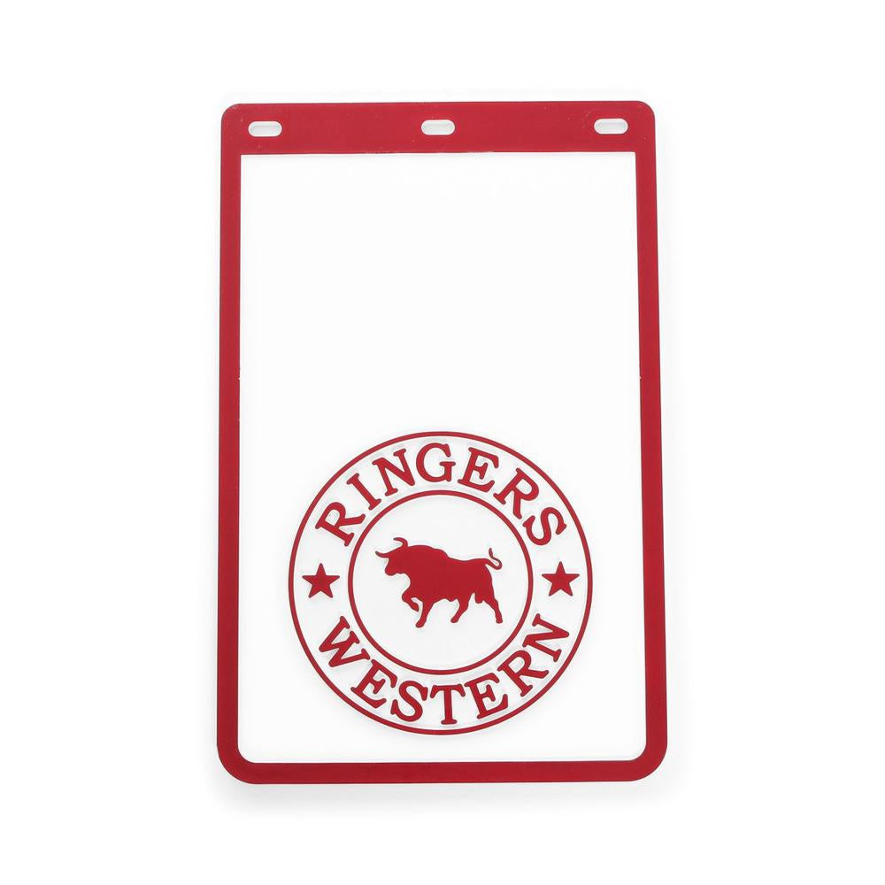 RINGERS WESTERN MUD FLAPS WHITE & BURGUNDY - RECTANGLE