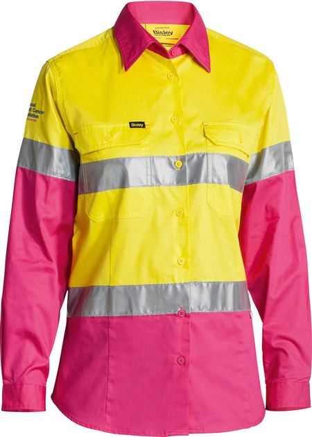 BISLEY LADIES TAPED HI VIS COOL LIGHTWEIGHT DRILL SHIRT