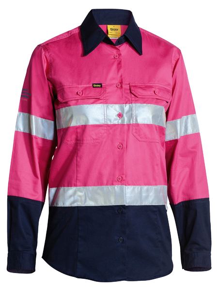 BISLEY LADIES TAPED HI VIS COOL LIGHTWEIGHT DRILL SHIRT