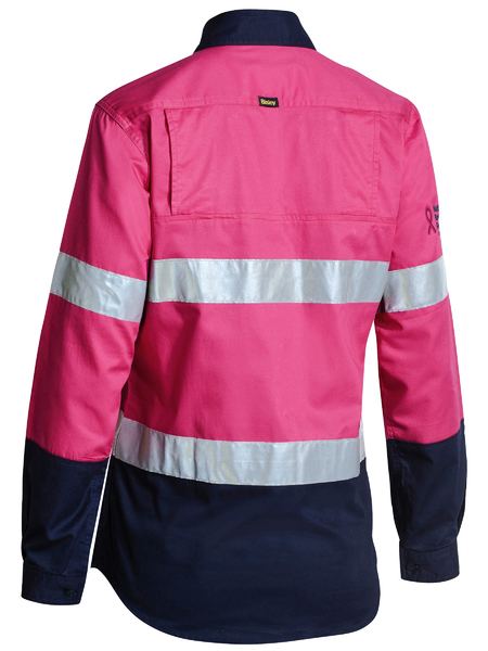 BISLEY LADIES TAPED HI VIS COOL LIGHTWEIGHT DRILL SHIRT