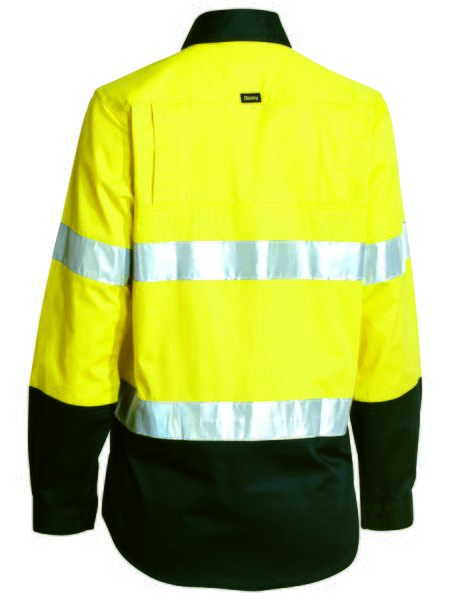BISLEY LADIES TAPED HI VIS COOL LIGHTWEIGHT DRILL SHIRT