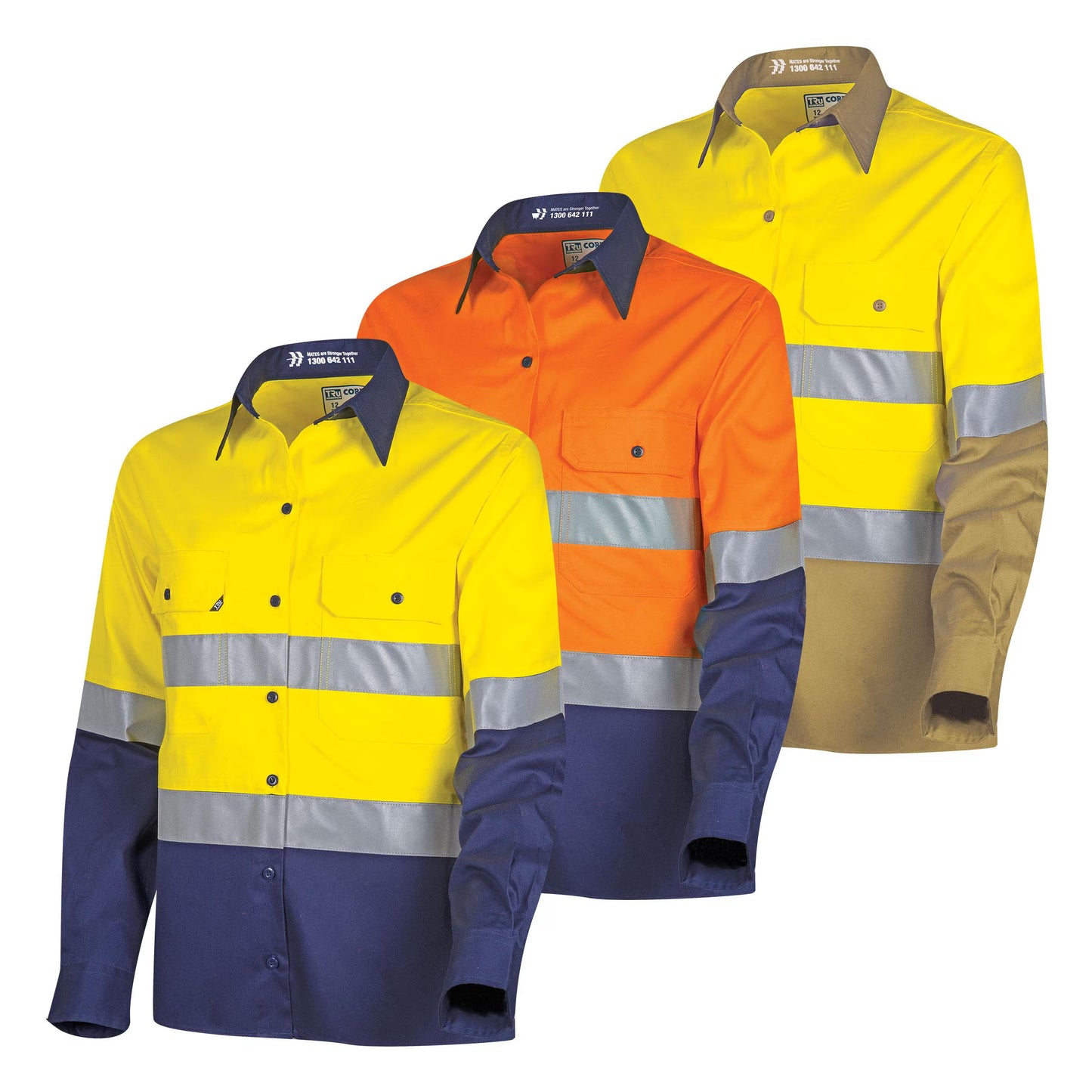 TRU WORKWEAR LIGHTWEIGHT LADIES HI-VIS SHIRT WITH REFLECTIVE TAPE