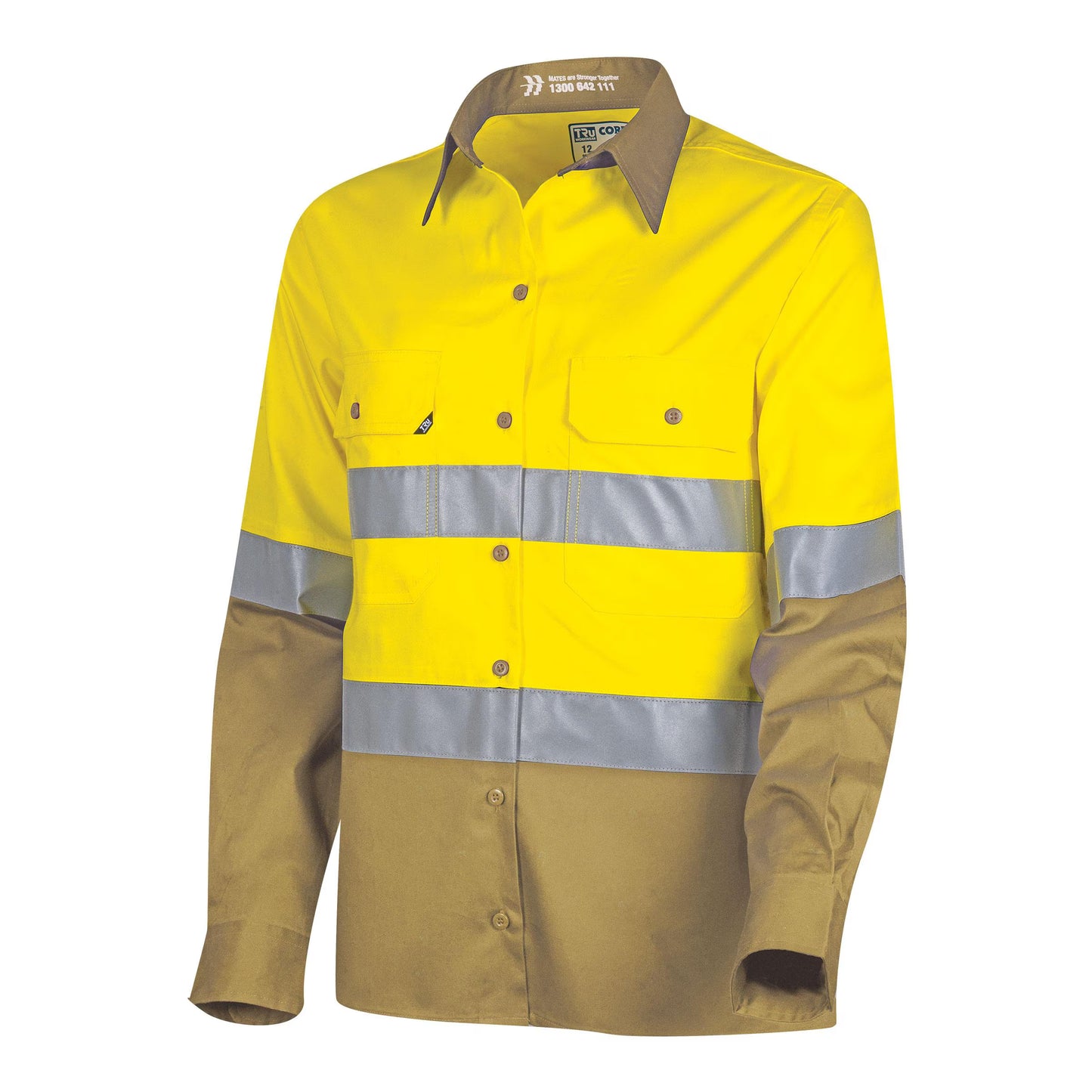 TRU WORKWEAR LIGHTWEIGHT LADIES HI-VIS SHIRT WITH REFLECTIVE TAPE