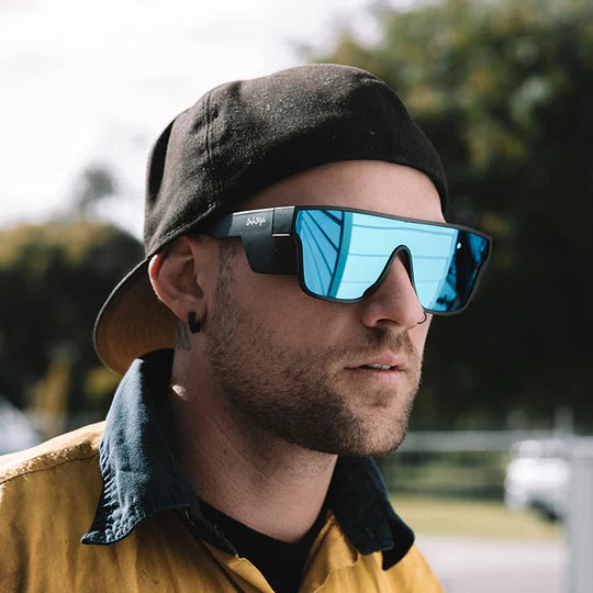 SAFESTYLE PRIMES MATTE BLACK FRAME REFLECTORS BLUE LENS