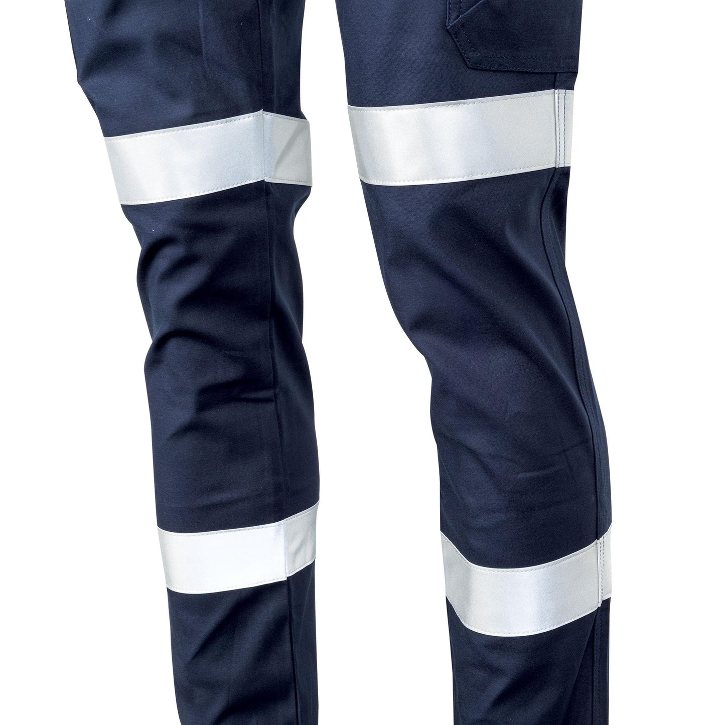 TRU WORKWEAR MIDWEIGHT COTTON STRETCH CARGO TROUSERS WITH BIOMOTION REFLECTIVE TAPE