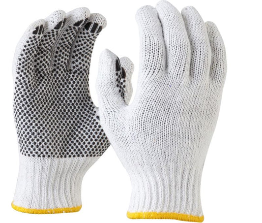 MAXISAFE BLEACHED, KNITTED POLY COTTON, POLKA DOT GLOVE