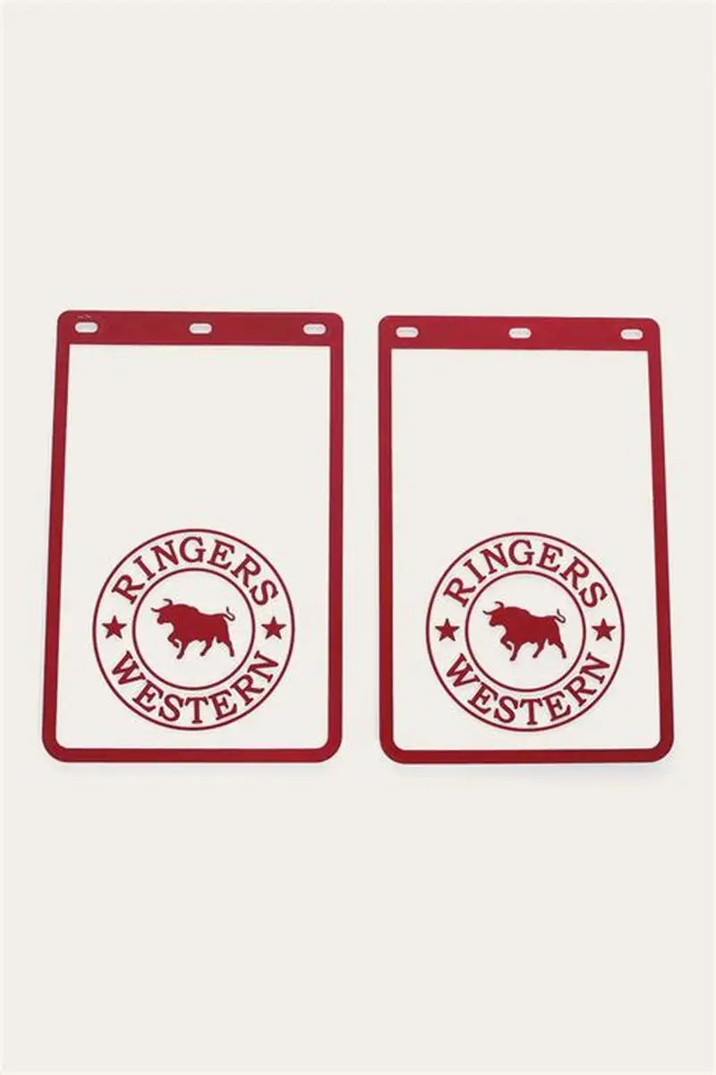 RINGERS WESTERN MUD FLAPS WHITE & BURGUNDY - RECTANGLE