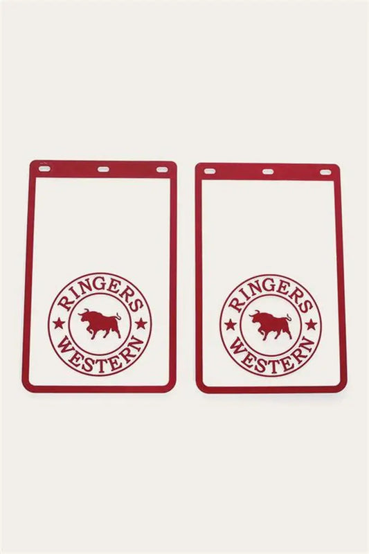 RINGERS WESTERN MUD FLAPS WHITE & BURGUNDY - RECTANGLE