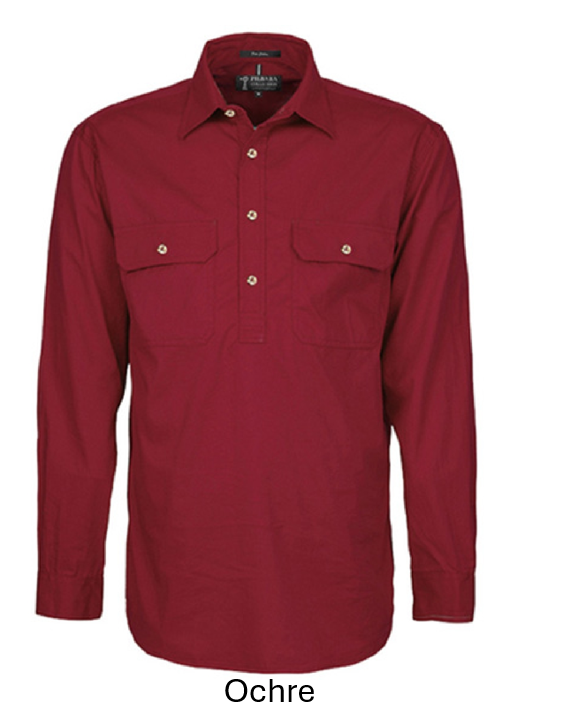 PILBARA MENS CLOSED FRONT L/S SHIRT