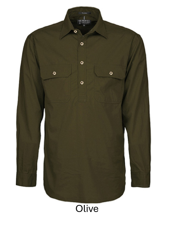 PILBARA MENS CLOSED FRONT L/S SHIRT