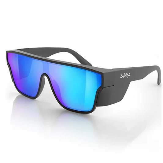SAFESTYLE PRIMES MATTE BLACK FRAME REFLECTORS BLUE LENS