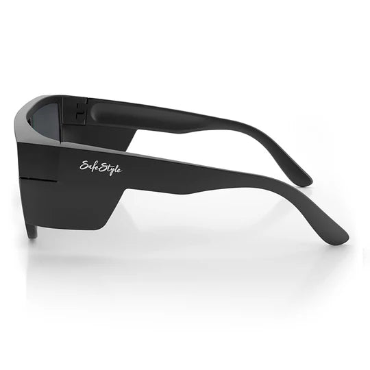 SAFESTYLE PRIMES MATTE BLACK FRAME REFLECTORS BLUE LENS