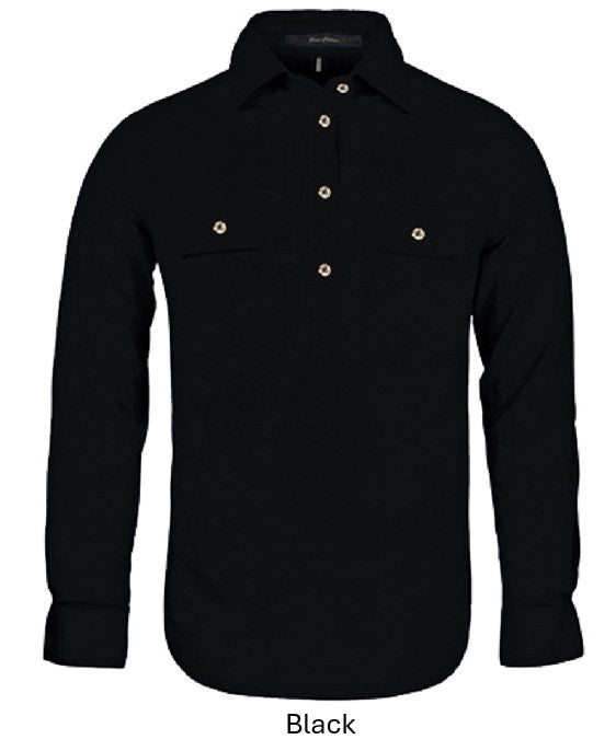 PILBARA MENS CLOSED FRONT L/S SHIRT