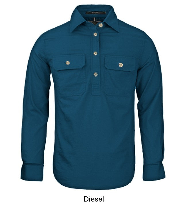 PILBARA MENS CLOSED FRONT L/S SHIRT
