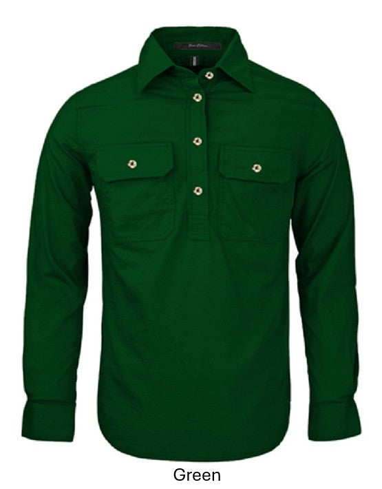 PILBARA MENS CLOSED FRONT L/S SHIRT