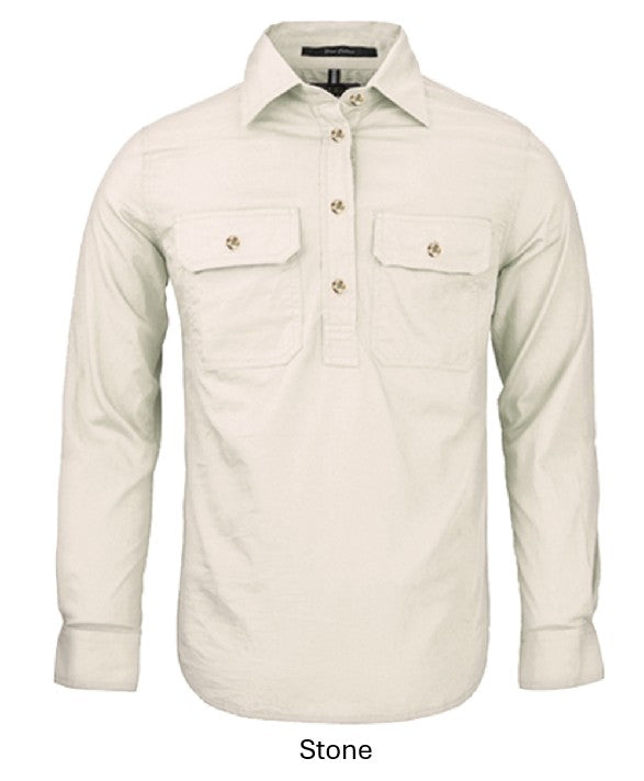 PILBARA MENS CLOSED FRONT L/S SHIRT