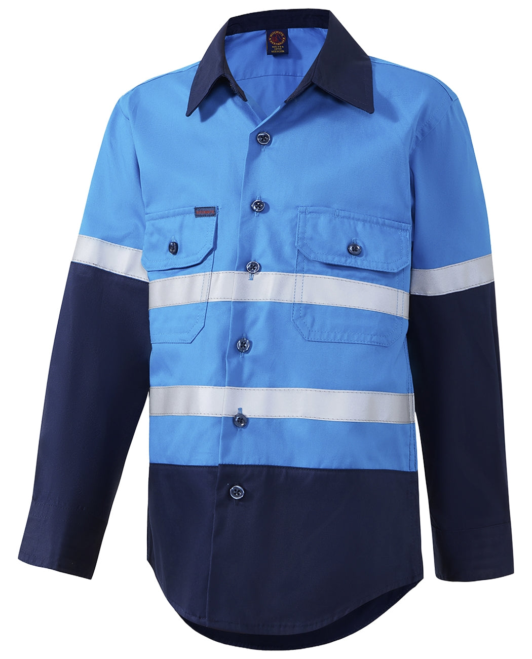 RITEMATE KIDS 2 TONE OPEN FRONT SHIRT WITH TAPE