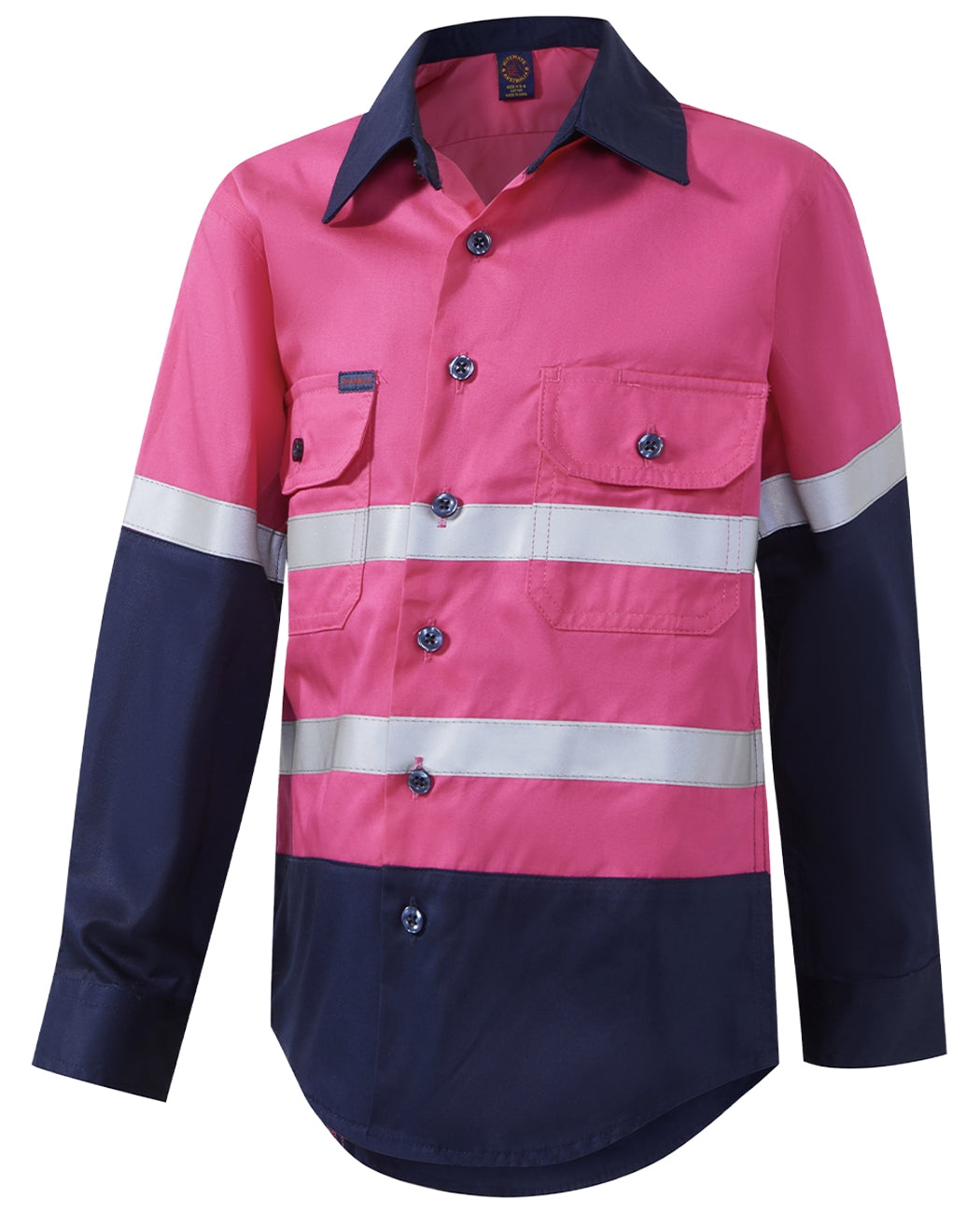 RITEMATE KIDS 2 TONE OPEN FRONT SHIRT WITH TAPE