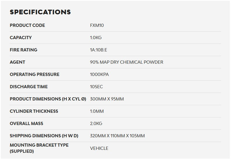 FIREX 1.0KG AB:E DRY POWDER FIRE EXTINGUISHER