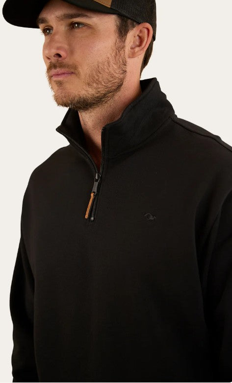 RINGERS WESTERN STRAND MENS 1/4 ZIP CREW - BLACK