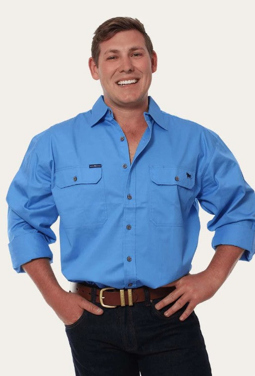 RINGERS WESTERN KING RIVER MENS FULL BUTTON WORK SHIRT - BLUE