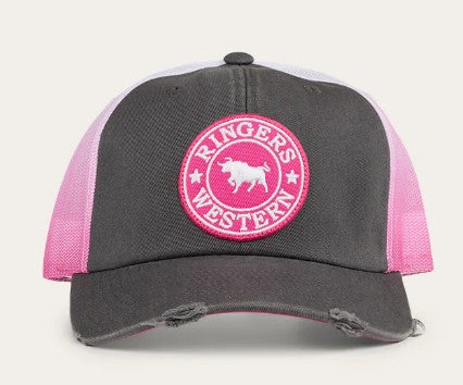 RINGERS WESTERN QUINN TRUCKER CAP GREY/CANDY