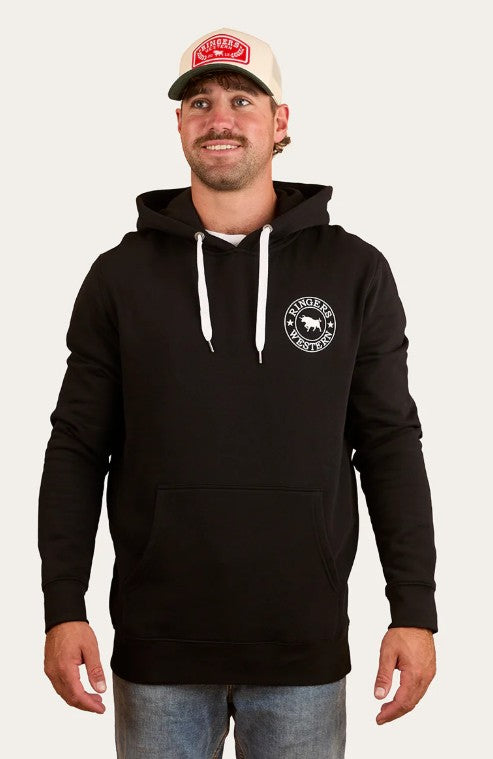 RINGERS WESTERN SIGNATURE BULL MENS PULLOVER HOODIE - BLACK/WHITE