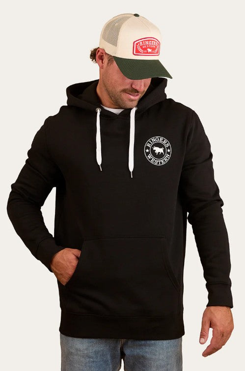 RINGERS WESTERN SIGNATURE BULL MENS PULLOVER HOODIE - BLACK/WHITE