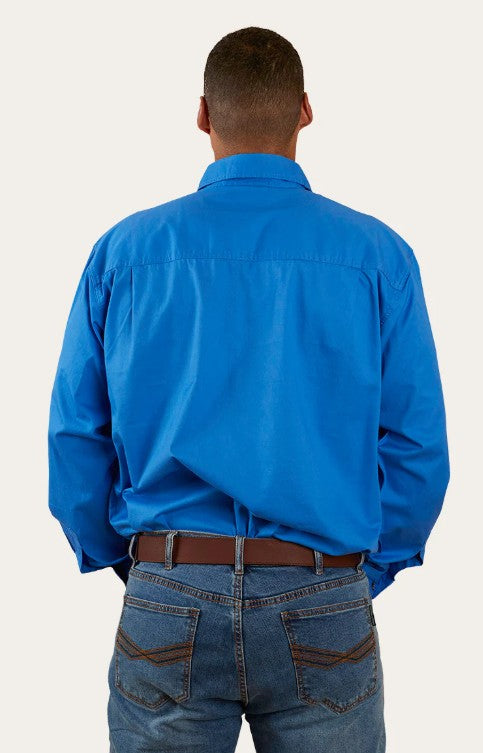 RINGERS WESTERN KING RIVER MENS HALF BUTTON WORK SHIRT - BLUE