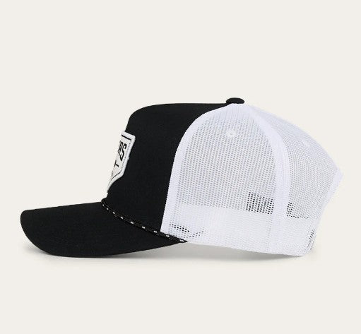RINGERS WESTERN GARAGE TRUCKER CAP - BLACK WITH WHITE PRINT