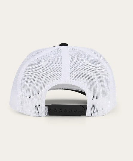 RINGERS WESTERN GARAGE TRUCKER CAP - BLACK WITH WHITE PRINT