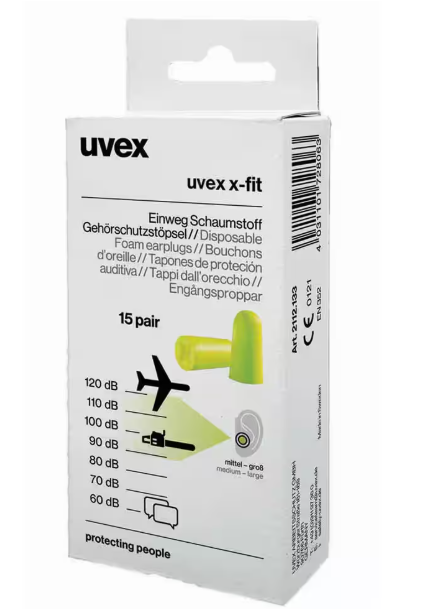 UVEX X-FIT EARPLUGS SNR 37 DB - 15 PAIRS