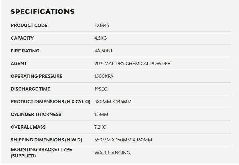 FIREX 4.5KG AB:E DRY POWDER FIRE EXTINGUISHER