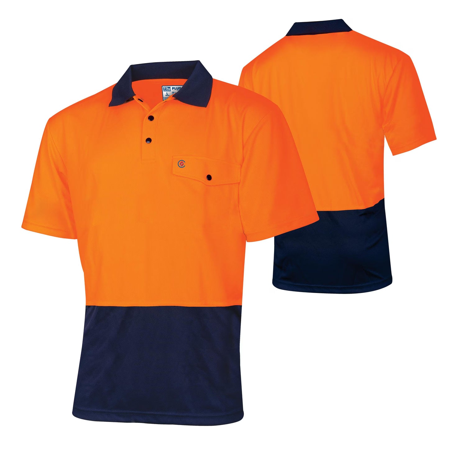 TRU WORKWEAR RECYCLED ANTI-MICROBIAL MICROMESH S/S TWO TONE HI-VIS POLO SHIRT