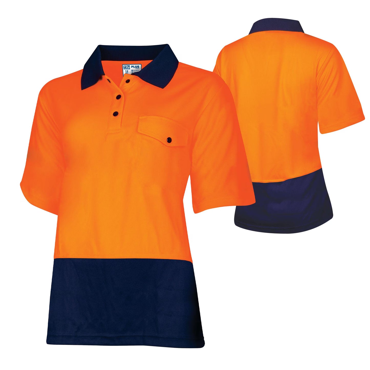 TRU WORKWEAR RECYCLED WOMENS ANTI-MICROBIAL MICROMESH S/S TWO TONE HI-VIS POLO SHIRT