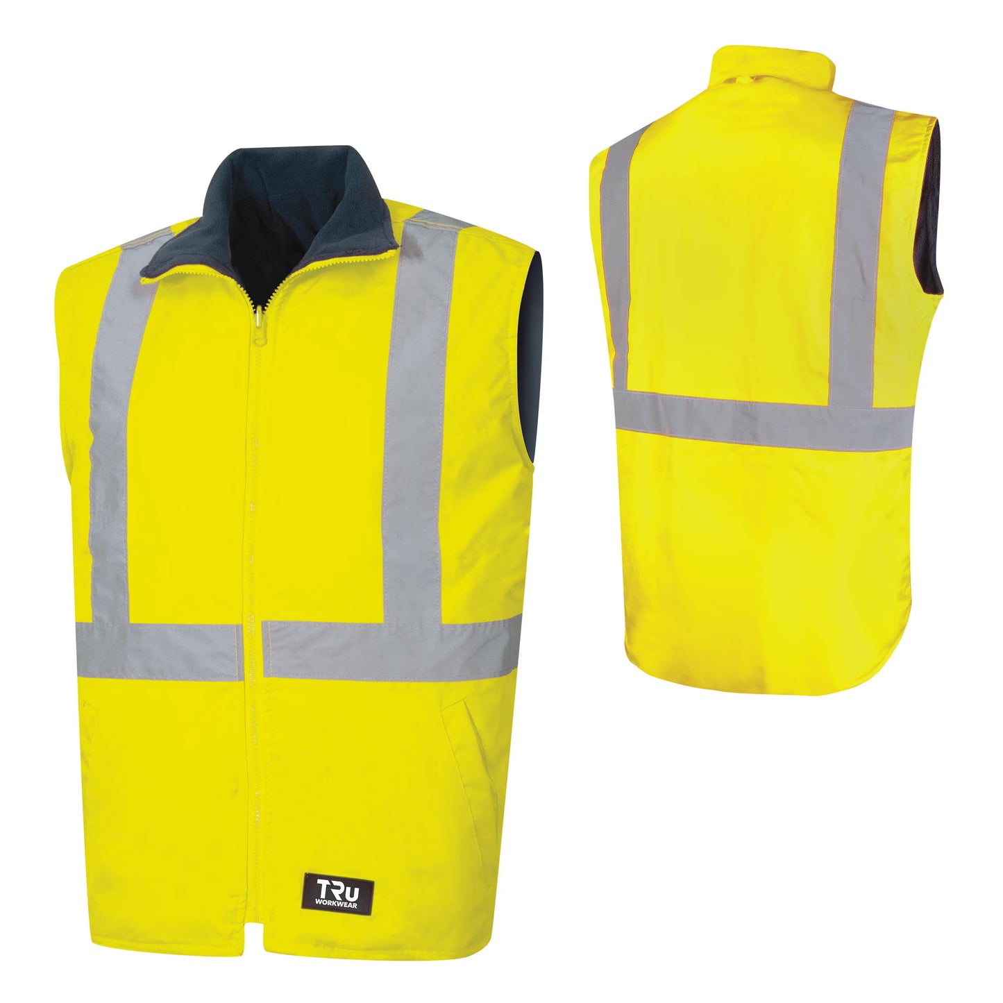 TRU WORKWEAR WET WEATHER REVERSIBLE VEST WITH REFLECTIVE TAPE