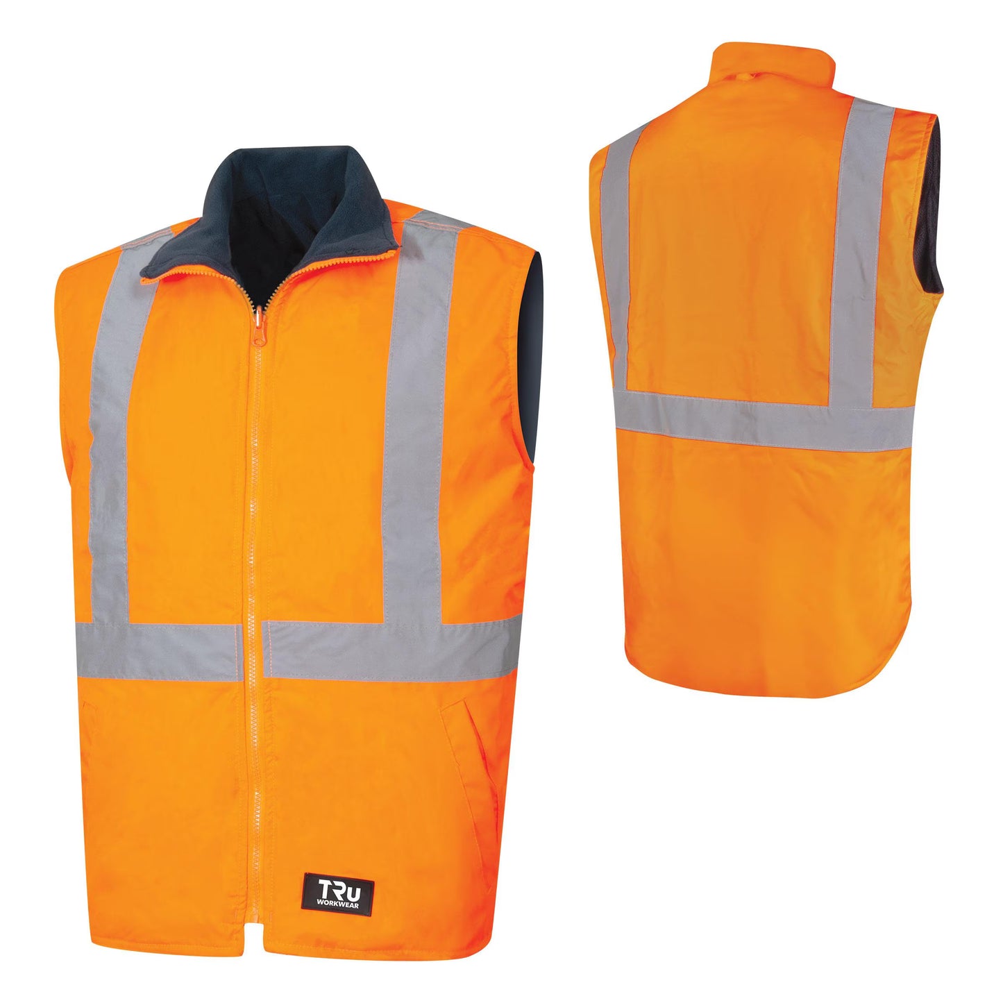 TRU WORKWEAR WET WEATHER REVERSIBLE VEST WITH REFLECTIVE TAPE