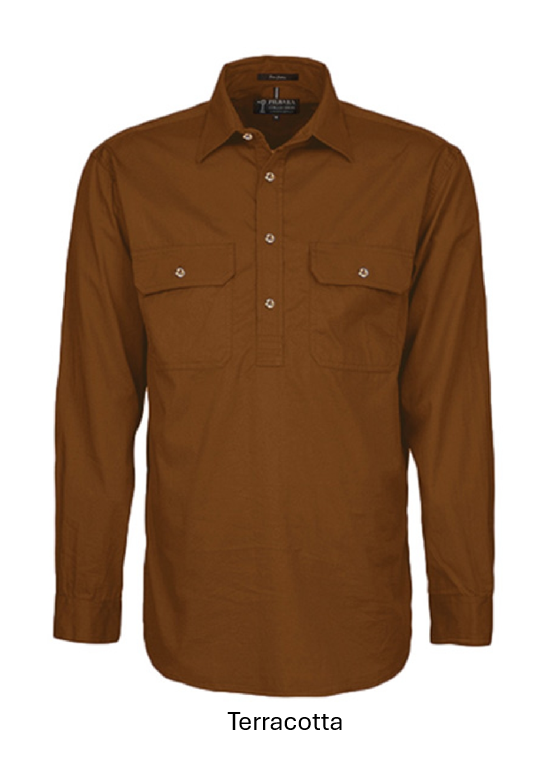 PILBARA MENS CLOSED FRONT L/S SHIRT