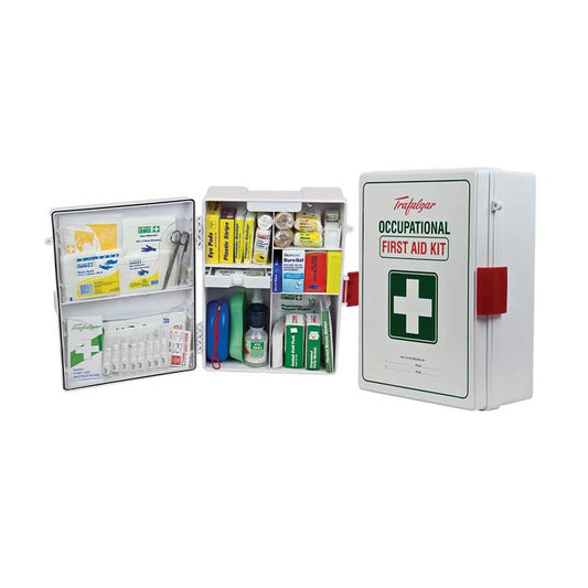 TRAFALGAR NATIONAL WORKPLACE FIRST AID KITS - WALL MOUNT (PLASTIC CASE)