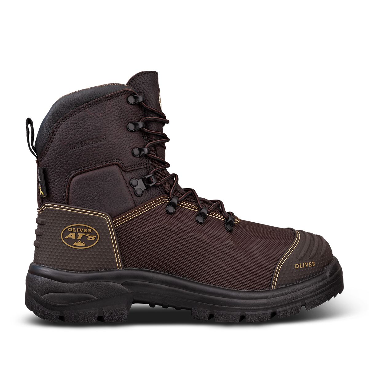 OLIVER 150MM BROWN LACE-UP BOOT – CAUSTIC AND 100% WATERPROOF