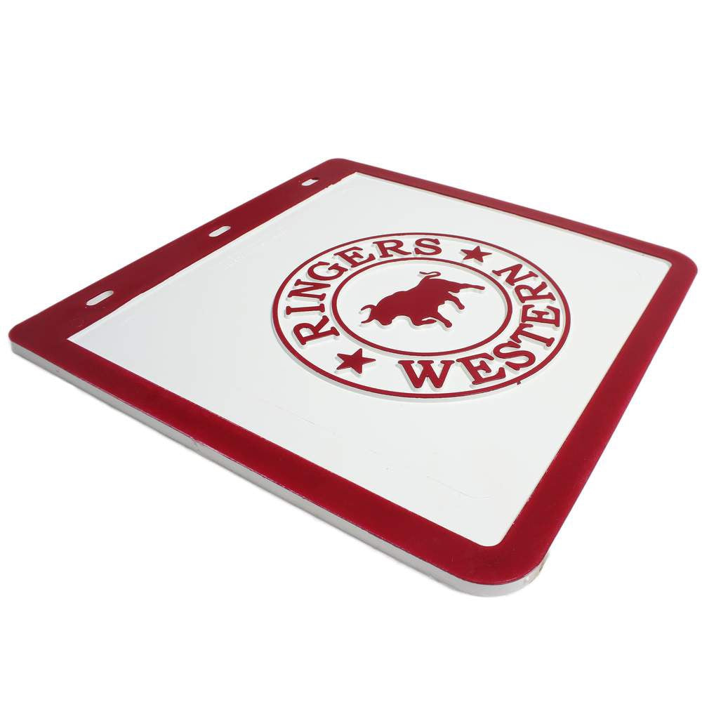 RINGERS WESTERN MUD FLAPS WHITE & BURGUNDY - SQUARE