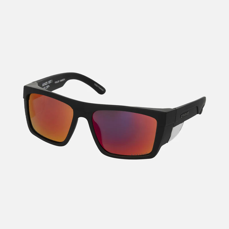 CARVE VOLLEY - SAFETY MATT BLACK FRAME - GREY RED IRIDIUM POLARIZED LENS