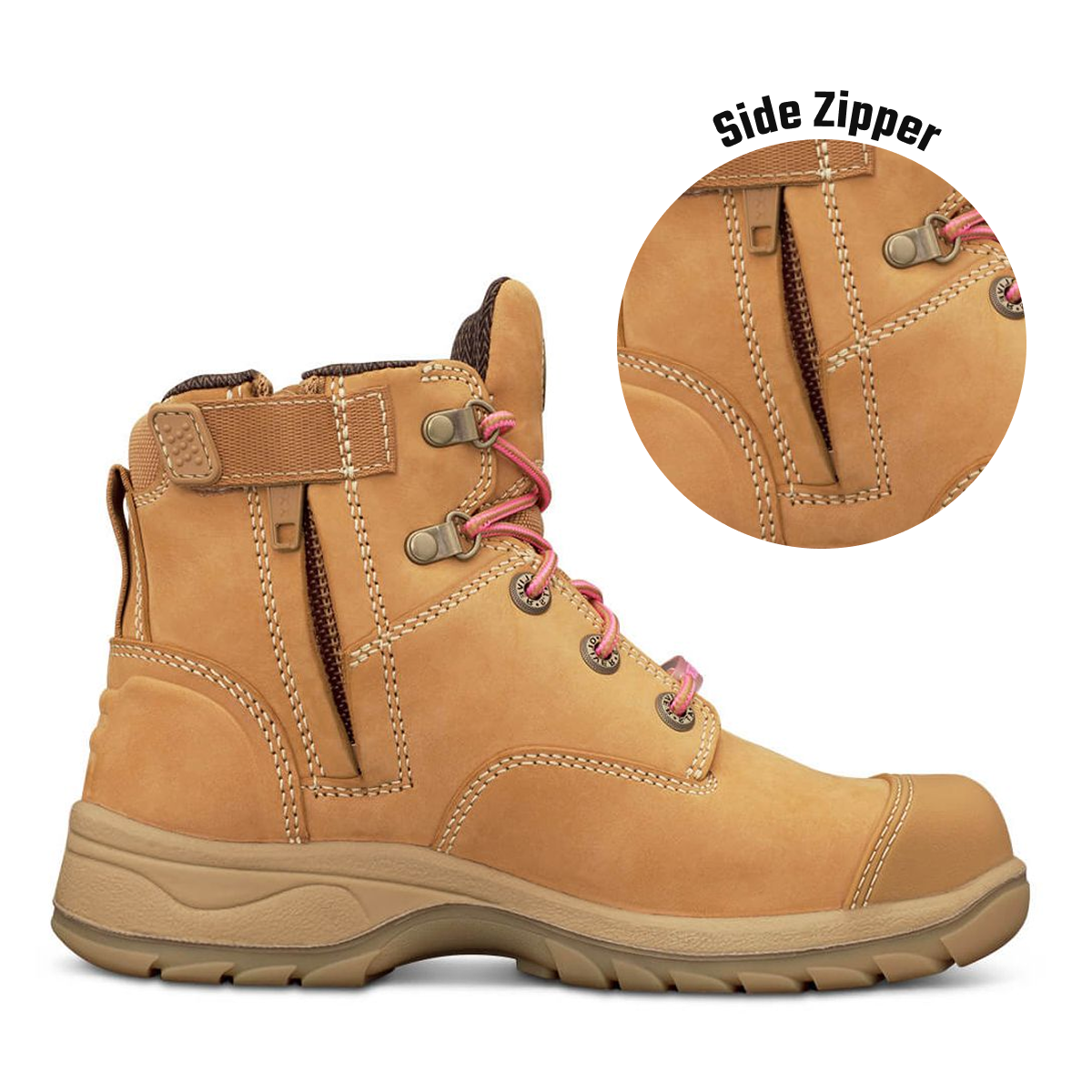 OLIVER WOMENS ZIP SIDED SAFETY BOOT - WHEAT