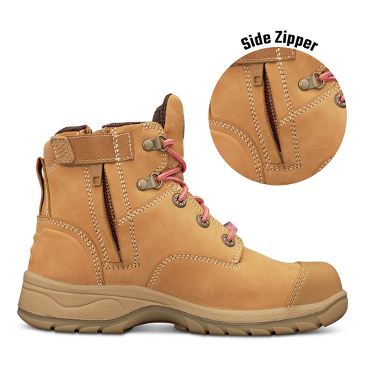 OLIVER WOMENS ZIP SIDED SAFETY BOOT - WHEAT
