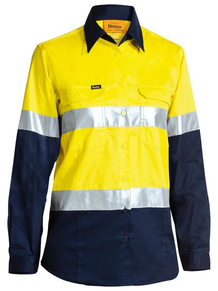BISLEY LADIES TAPED HI VIS COOL LIGHTWEIGHT DRILL SHIRT