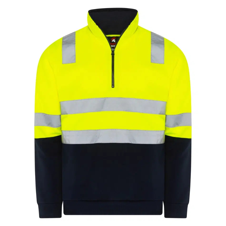 SPARTAN TAPED 1/2 ZIP HI VIS FLEECY JUMPER – YELLOW/NAVY