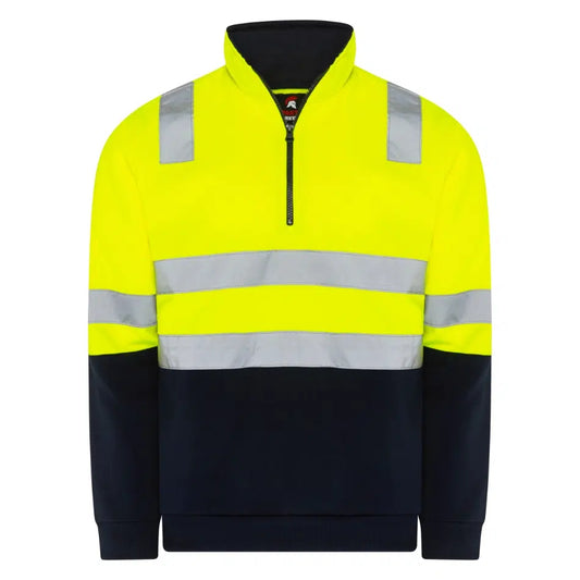 SPARTAN TAPED 1/2 ZIP HI VIS FLEECY JUMPER – YELLOW/NAVY